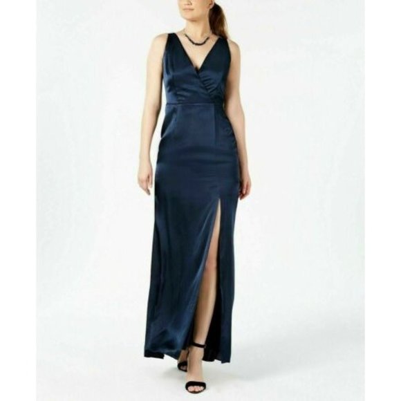 Adrianna Papell Dresses & Skirts - Adrianna Papell NWT Midnight (Deep Navy) Hammered Satin Evening Gown 14